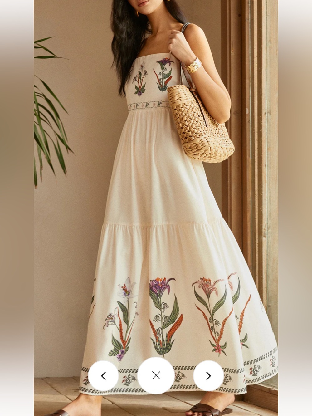 Backless Pleated Floral Dress - Size Small